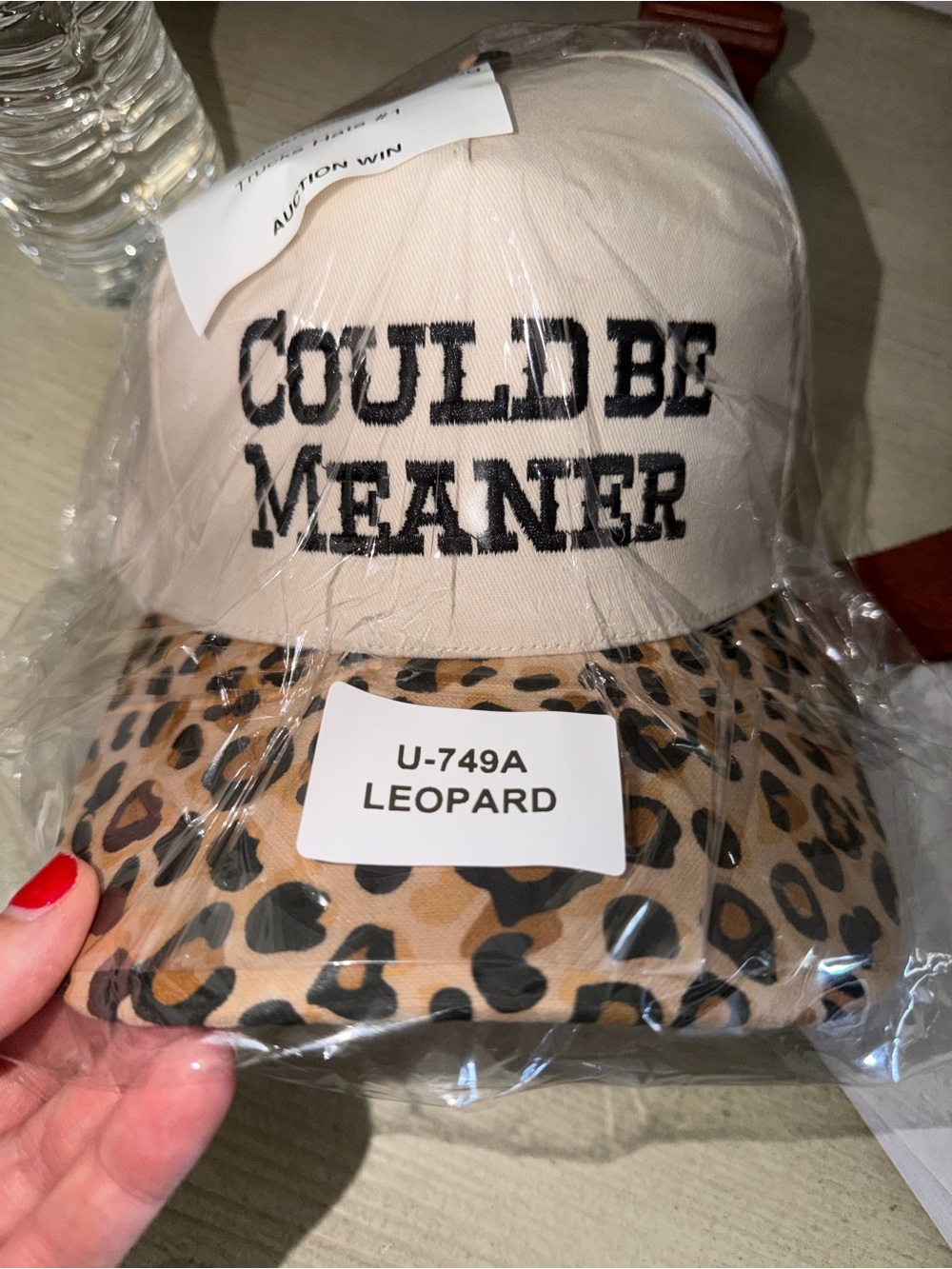 Could Be Meaner Beige Leopard Baseball Cap